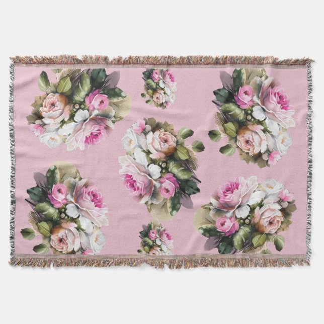 Cobertor Vintage Pink Rose (Frente)