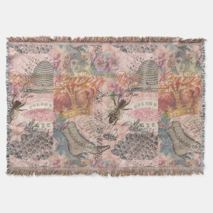 Cobertor Vintage Queen Bee Linda Colagem de Meninas
