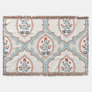 Cobertor Vintage, ramos de flores, têxteis indianos.