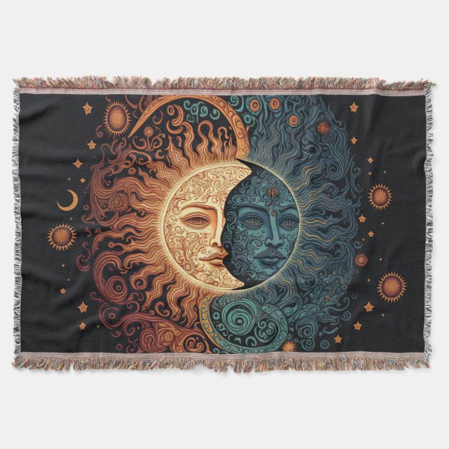 Cobertor Vintage Retro Sun e Lua (Frente)