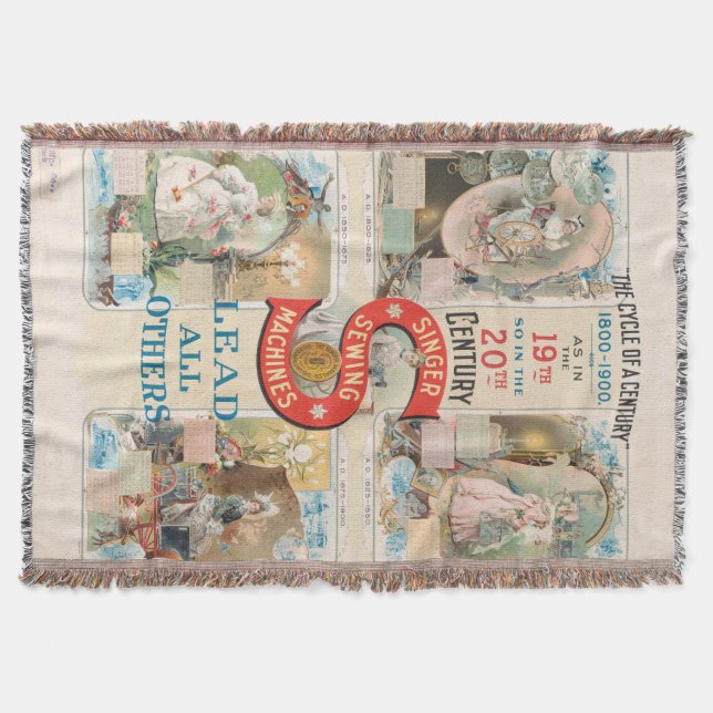 Cobertor Vintage Singer Sewing Machine Ad (Frente)