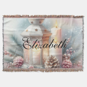 Cobertor Vintage Watercolor Lanterna e ornamentos de Natal