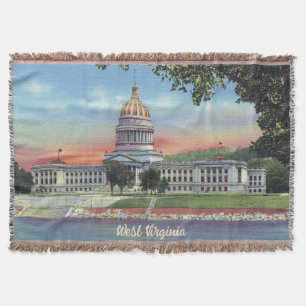 Cobertor Vintage West Virginia State Capital Throw