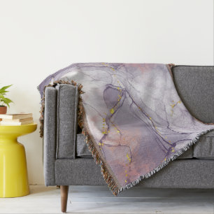 Cobertor Violeta e Dourado Marble