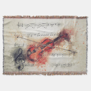 Cobertor Violino em Aquarela Preto Creme de Ferrugem Elegan