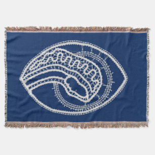 Cobertor Virgem Abençoada Maria, renda branca, azul marinho