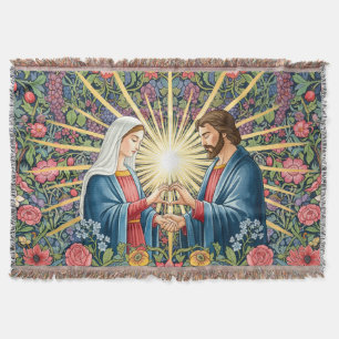 Cobertor Virgem Maria & Coração de Jesus Cristo / Arte Cris