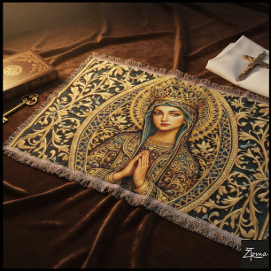 Cobertor Virgem Maria Reverência Dourada
