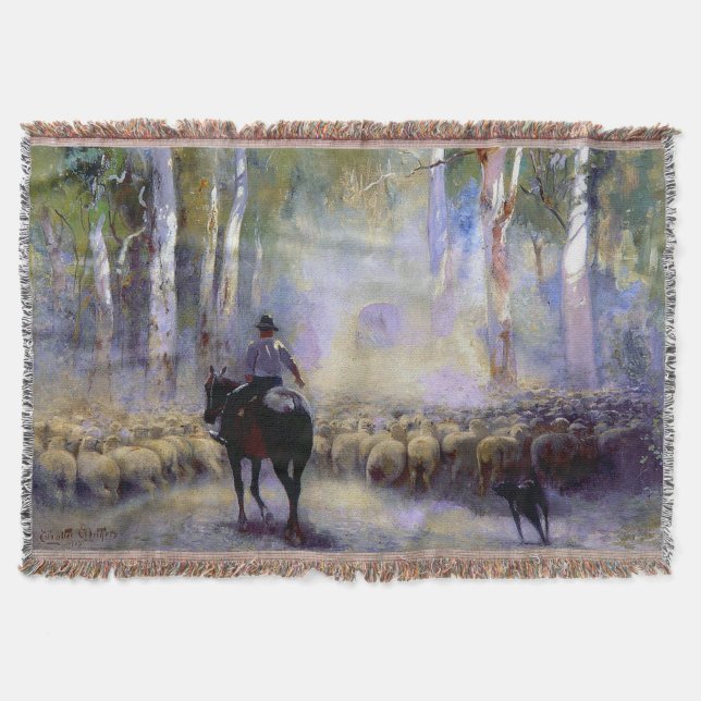 Cobertor Walter Reters The Drover 1912 Artista Australiano (Frente)