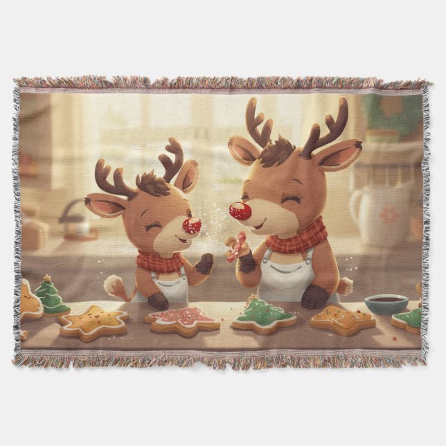 Cobertor  “Warm Winter Reindeer Snuggle Blanket” (Frente)