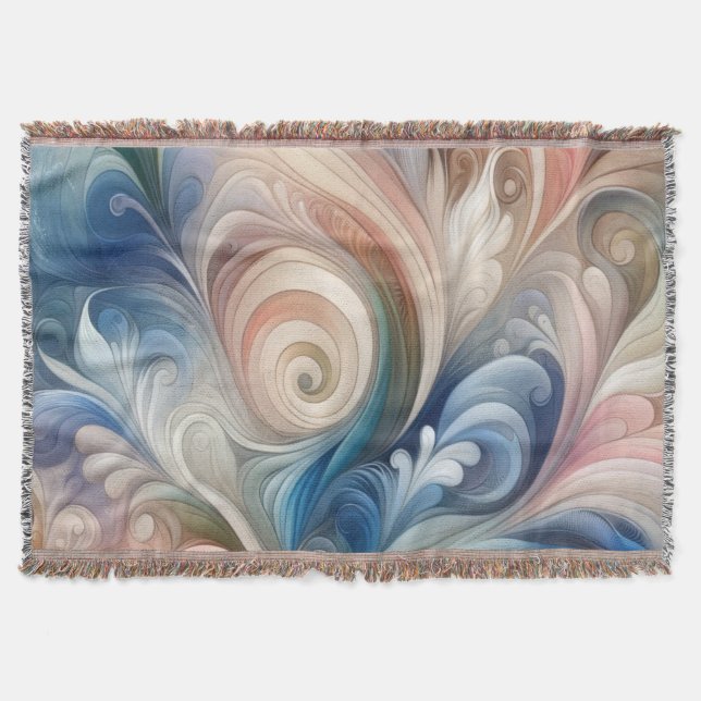 Cobertor Watercolor Fantasy Floral Pastel Blue & Cream (Frente)