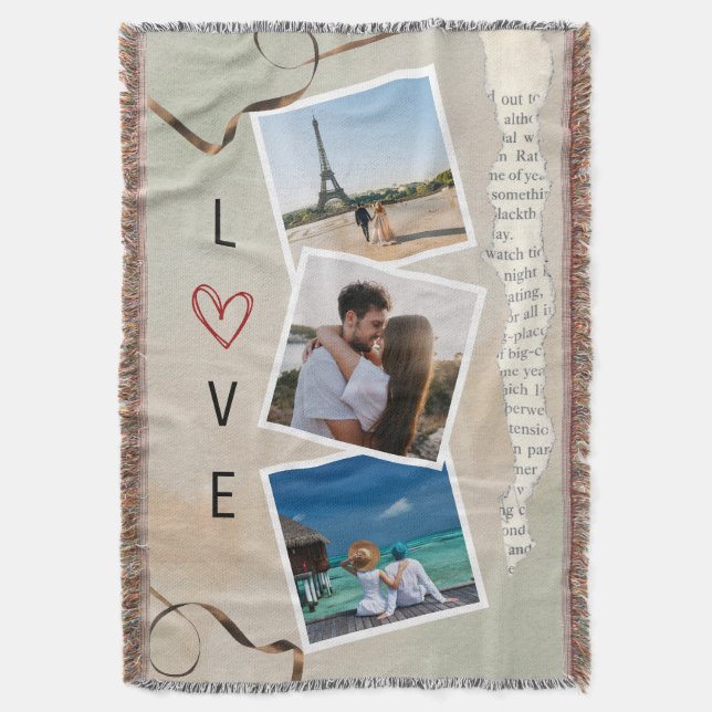 Cobertor Watercolor Scrapbook Love Photo Design (Frente Vertical)