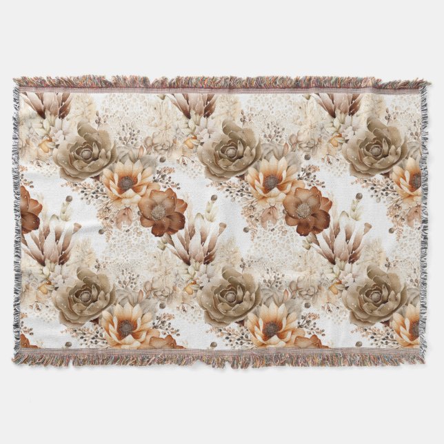 Cobertor Western Brown Cream Southwest Floral (Frente)