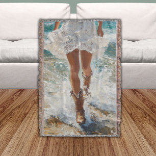 Cobertor Western Fringe Throw Blanket Cowgirl Beach