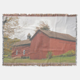 Cobertor Western Mass Big Red Barn in Autumn