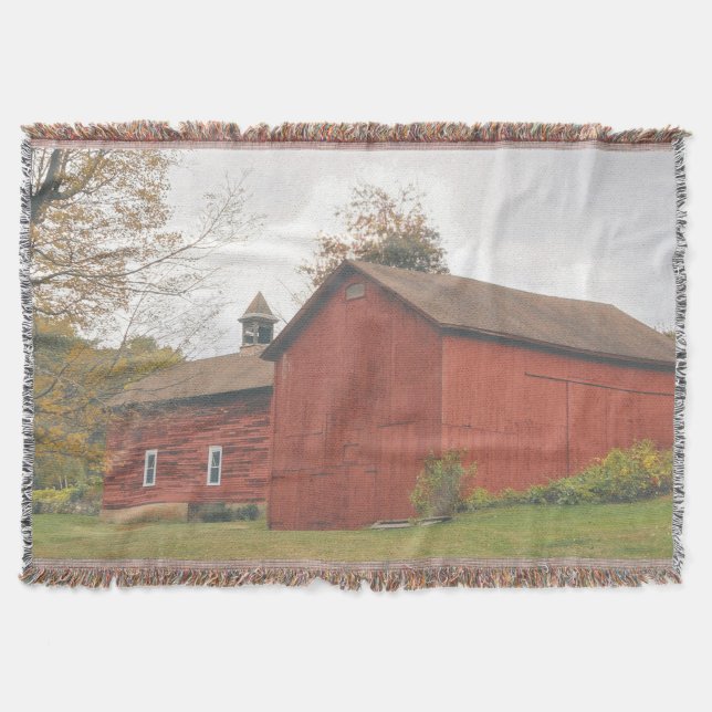 Cobertor Western Mass Big Red Barn in Autumn (Frente)
