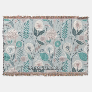 Cobertor Whimsical Dandelion & Floral Folk Art Seamless (2)
