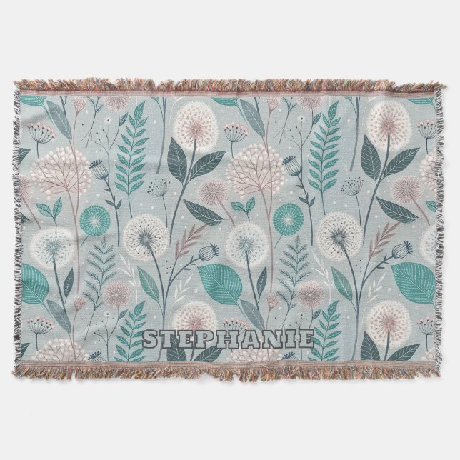 Cobertor Whimsical Dandelion & Floral Folk Art Seamless (2) (Frente)
