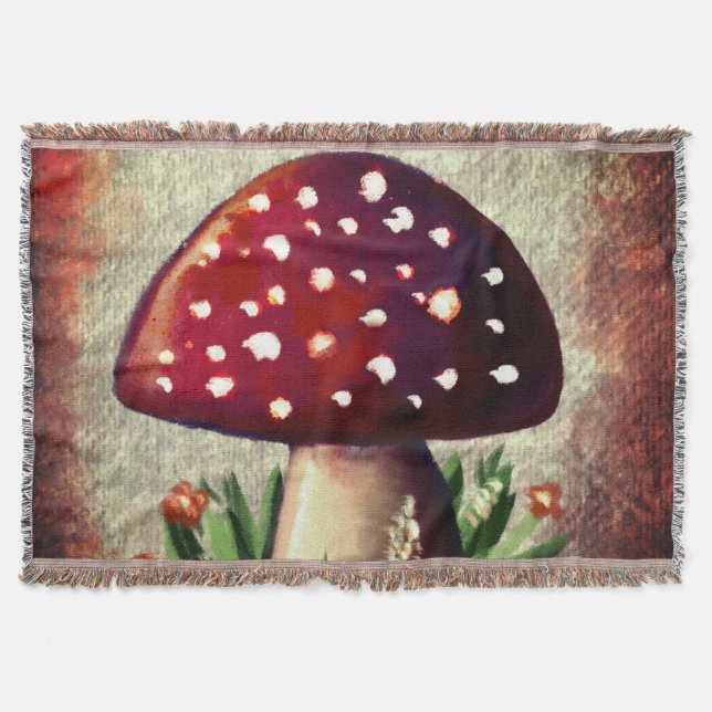 Cobertor Whimsical Mushroom & Fungi Motif – Nature-Inspired (Frente)