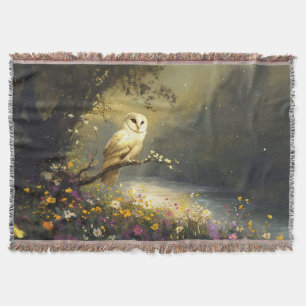 Cobertor Whimsical Snowy White Owl - Arte selvagem