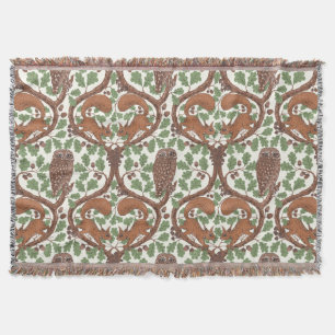 Cobertor Whispers/Corujas e esquilos de madeira no carvalho