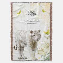 Cobertor White Tiger and Lilies Throw Blanket