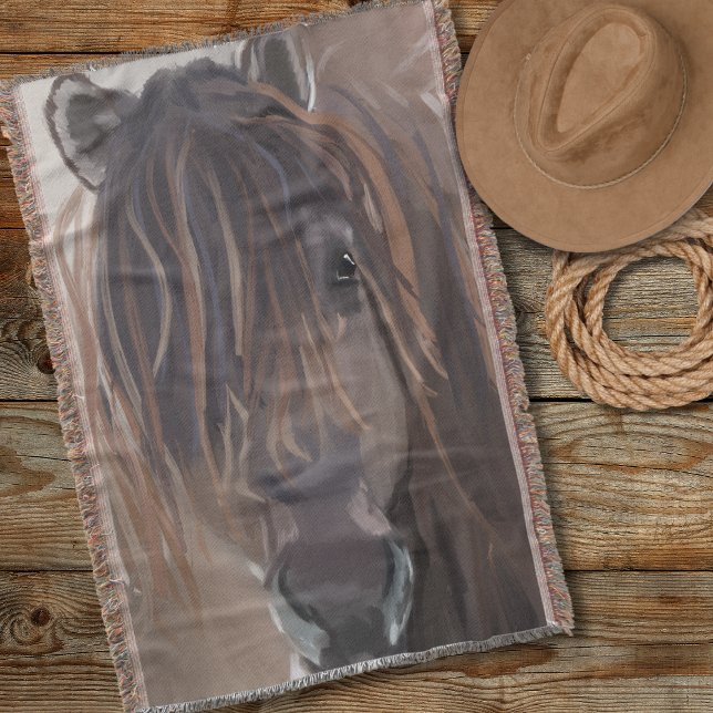 Cobertor Wild Bay Brown Horse Engraçado Cabelo Engraçado (Criador carregado)