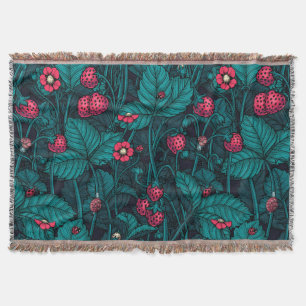 Cobertor Wild strawberries, red and blue