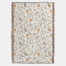 Cobertor Wildflower Custom Name MonogramThrow Blanket