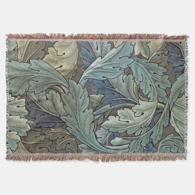 Cobertor William Morris Acanthus Sage Flower Floral Botânic (Frente)