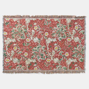 Cobertor William Morris Algas Flor Antiga Vermelho Verde