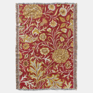 Cobertor William Morris Cherwell Padrão Floral Vermelho