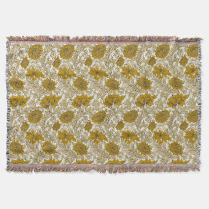 Cobertor William Morris Chrysanthemum Ouro Floral Amarelo