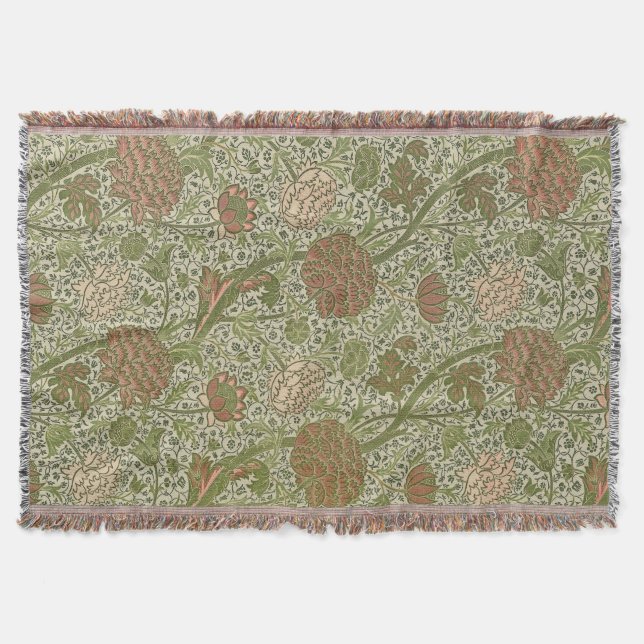 Cobertor William Morris Cray Flor de Sage Floral Botânico (Frente)