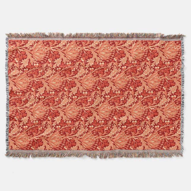 Cobertor William Morris Damask, Deep Orange (Frente)