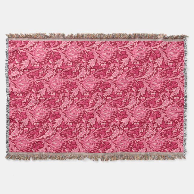 Cobertor William Morris Damask, Fuchsia Pink (Frente)