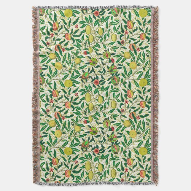 Cobertor William Morris Exotic Fruta, Lemon Yellow (Frente Vertical)