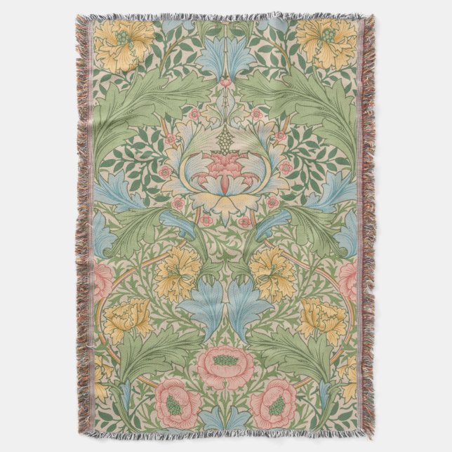 Cobertor William Morris Flor de Murta Floral Botânico (Frente Vertical)