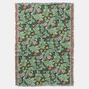 Cobertor William Morris Floral Flowers Carnação Rosa Verde 