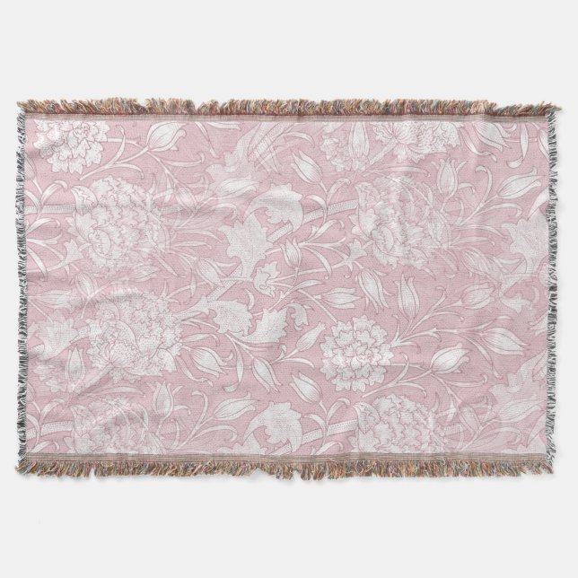 Cobertor William Morris Floral Patterno a Rosa (Frente)