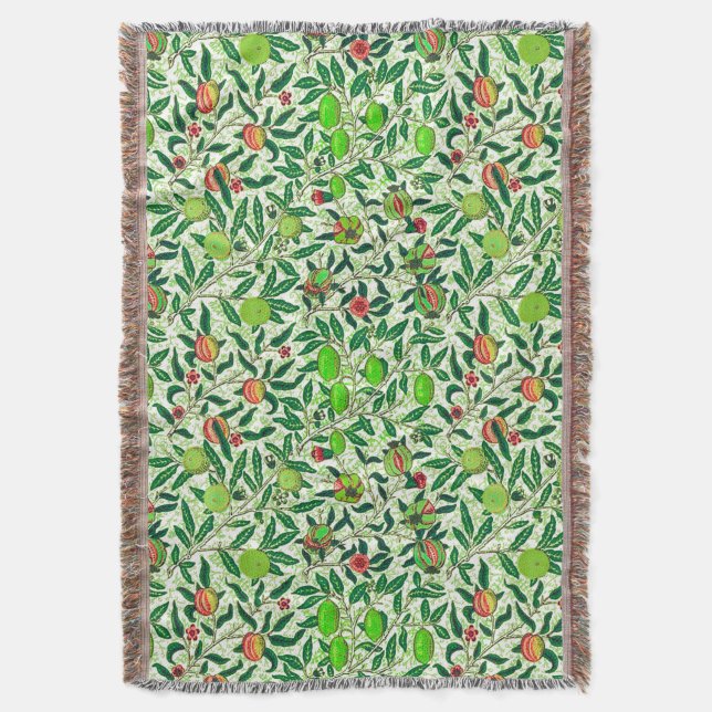 Cobertor William Morris Fruta Exótica, Verde limão (Frente Vertical)