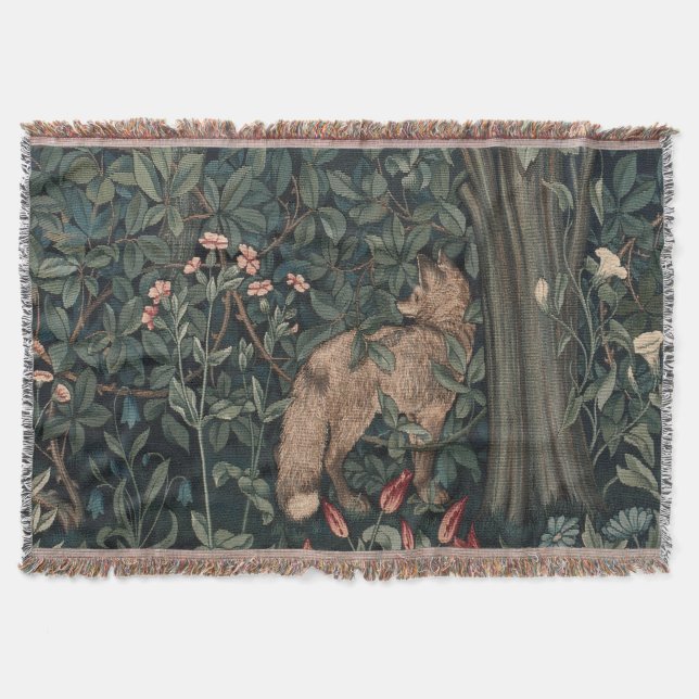 Cobertor William Morris Greenery Fox Willife (Frente)