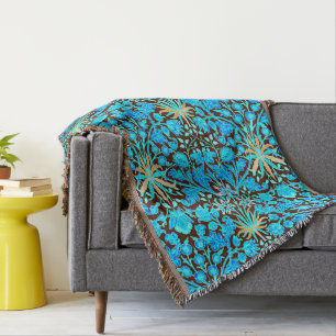 Cobertor William Morris Hyacinth Impressão, Aqua e Brown