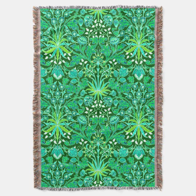 Cobertor William Morris Hyacinth Impressão, Emerald Green (Frente Vertical)