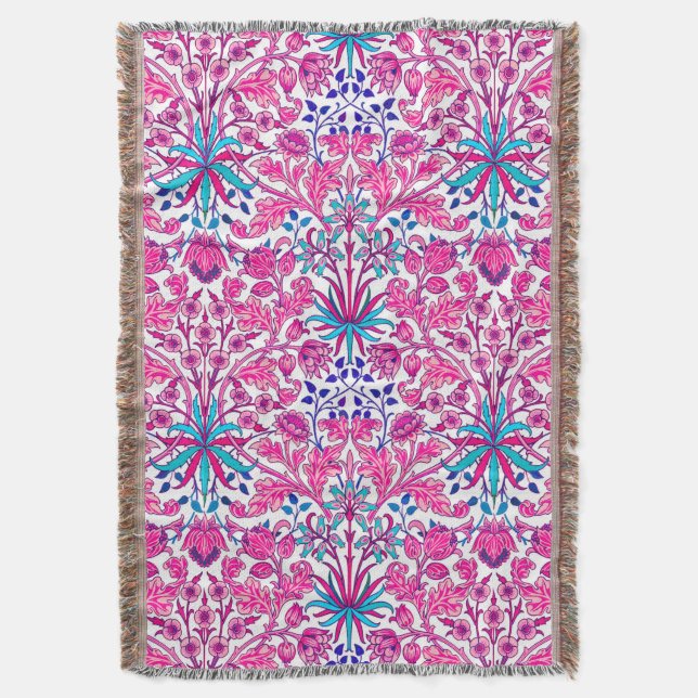 Cobertor William Morris Hyacinth Impressão, Fuchsia Rosa (Frente Vertical)