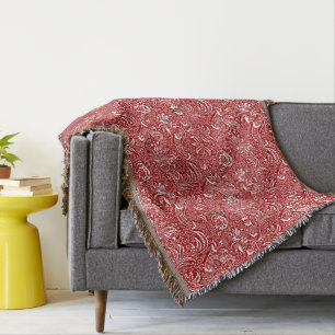 Cobertor William Morris Indian, Dark Red e White