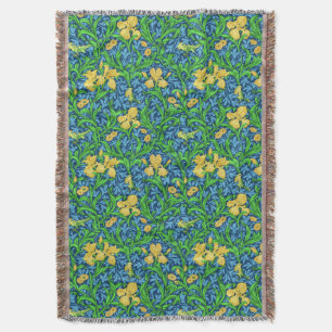 Cobertor William Morris Irises, Amarelo e Cobalto Azul