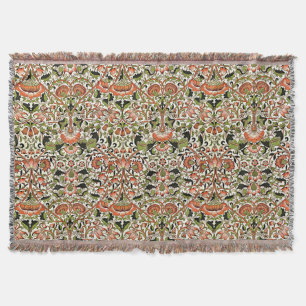 Cobertor William Morris Lodden Flowers Foliage Verde Rosa