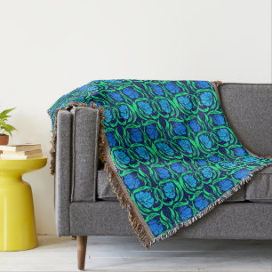 Cobertor William Morris Pimpernel, Cobalt Blue e Green