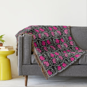 Cobertor William Morris Pimpernel, Fuchsia Pink e Black